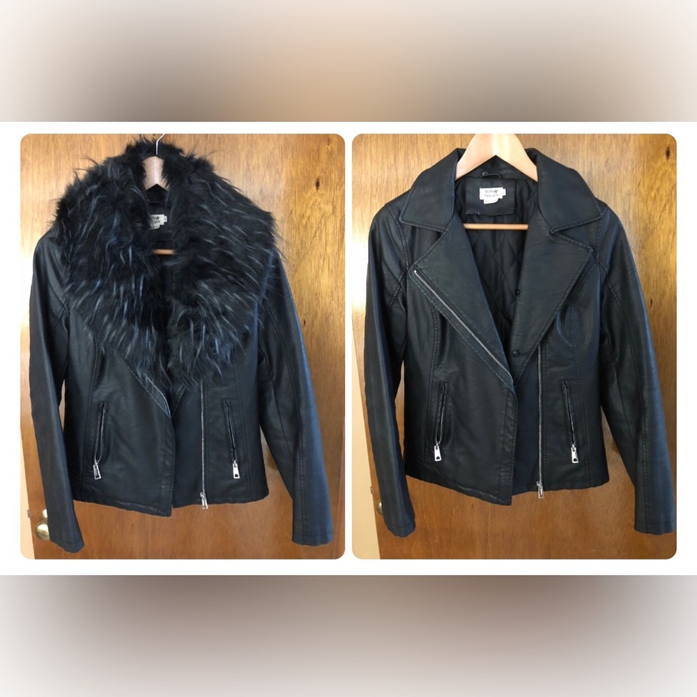 NWOT Molly Bracken Jacket Faux Leather w/Removable Faux Fur Collar